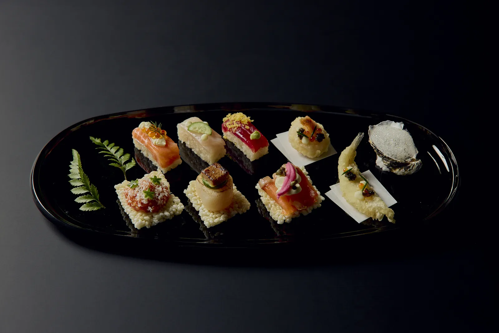 A tray of Japanese canapés